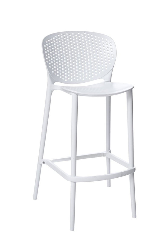 Set of Four 26" White Heavy Duty Plastic Low Back Counter Height Bar Chairs