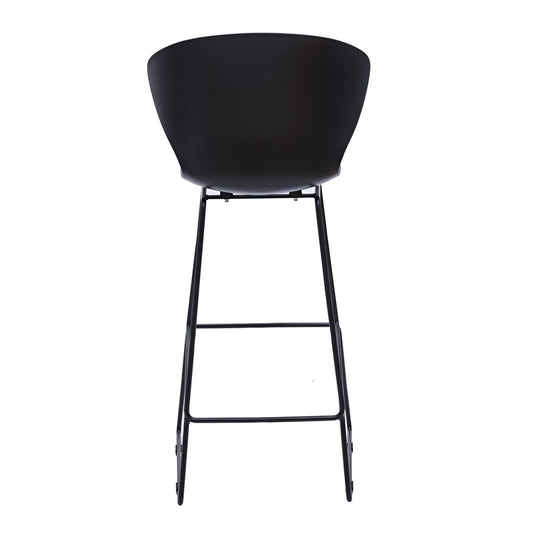 Set of Two 30" Black Heavy Duty Plastic and Metal Low Back Bar Height Bar Chairs