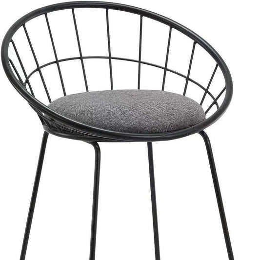 Set of Two 26" Gray and Black Fabric and Metal Low Back Counter Height Bar Chairs