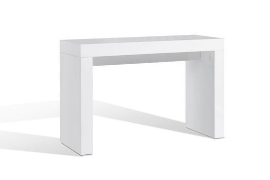 47" White Wood Block Console Table
