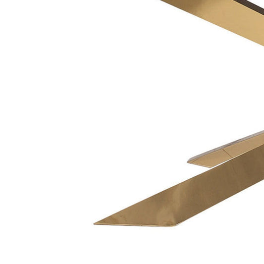 72" Clear and Gold Glass and Metal Cross Leg Base Dining Table