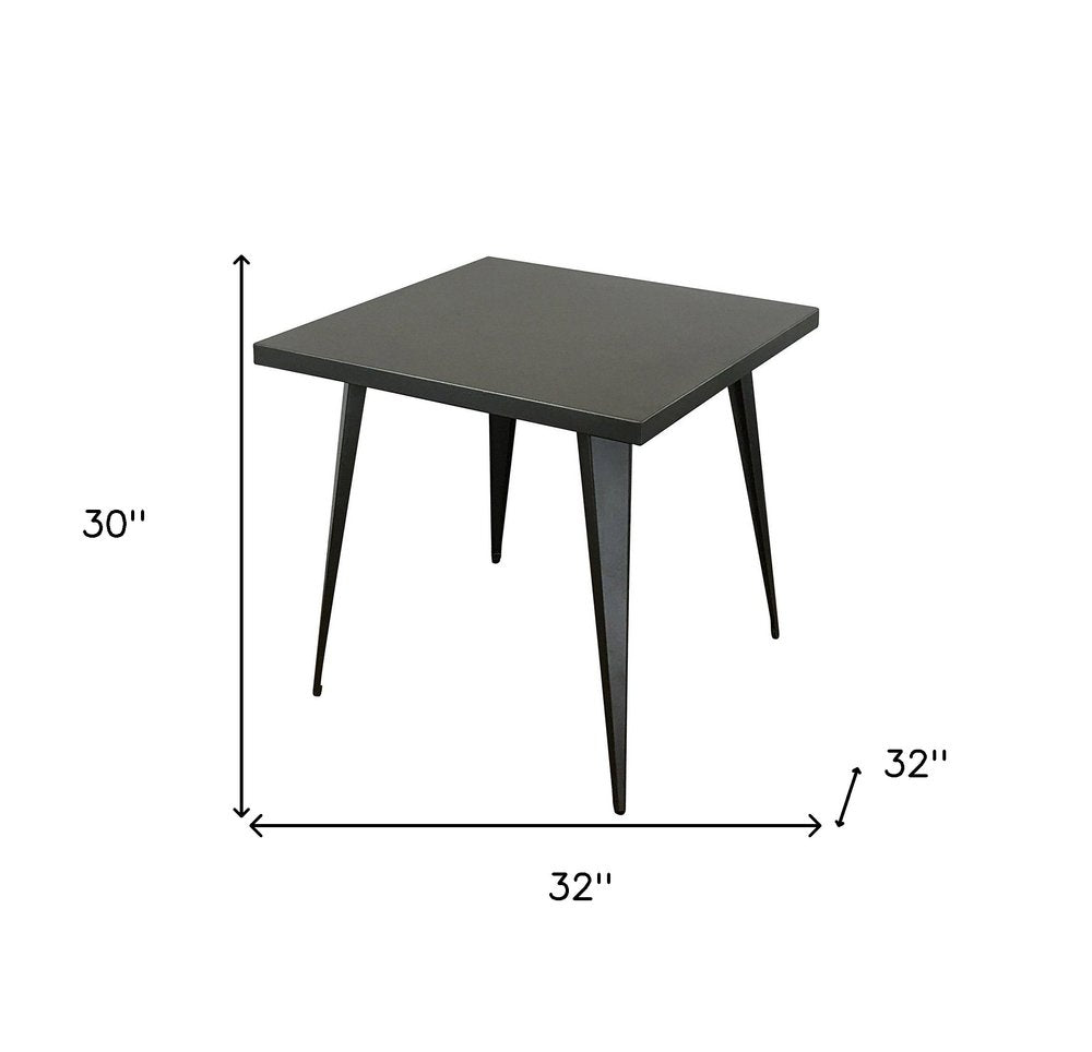32" Gray Steel and Metal Square Dining Table