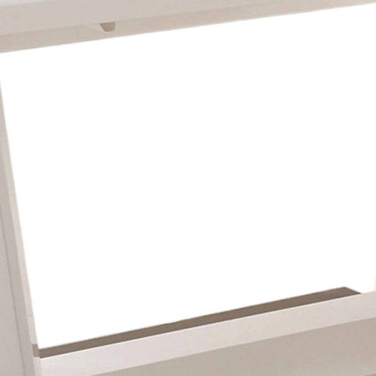 71" White Wood and Metal Self-Storing Leaf Pedestal Base Extendable Dining Table