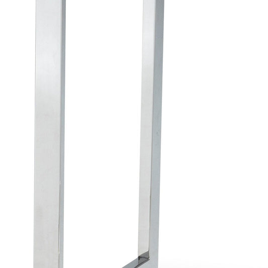59" White and Silver Wood and Metal Pedestal Base Square Dining Table