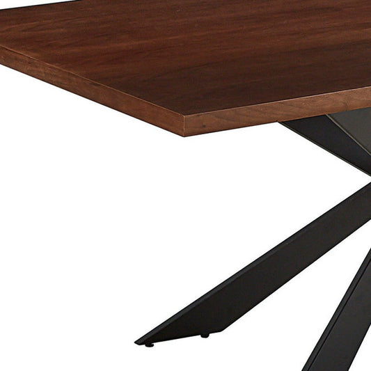 81" Brown and Black Wood and Metal Cross Leg Base Dining Table