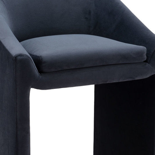 26" Gray And Gold Velvet And Steel Counter Height Bar Chair