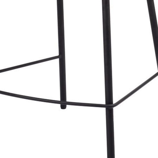 26" Ivory and Black Shearling and Steel Counter Height Bar Chair