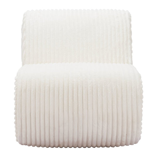 26" White Corduroy And Upholstered Lounge Chair