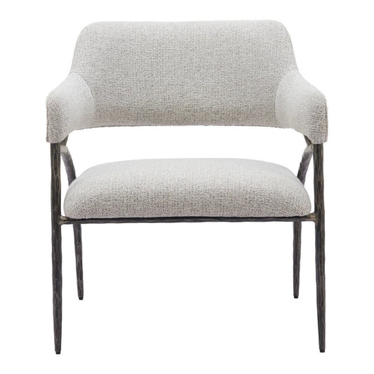 28" Gray And Black Upholstered Arm Chair