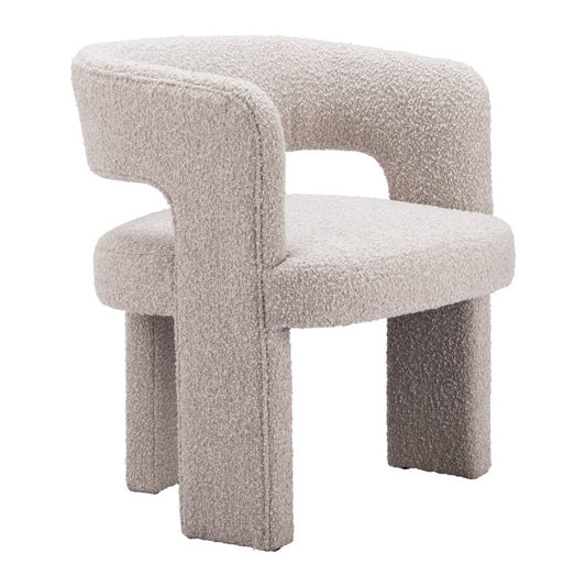 27" Beige Faux Shearling And Upholstered Arm Chair
