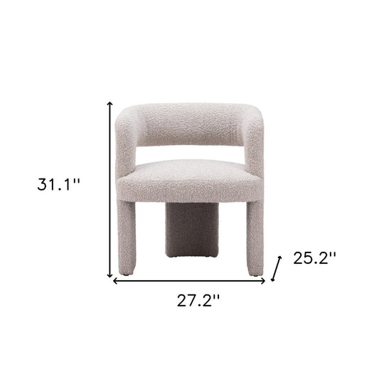 27" Beige Faux Shearling And Upholstered Arm Chair