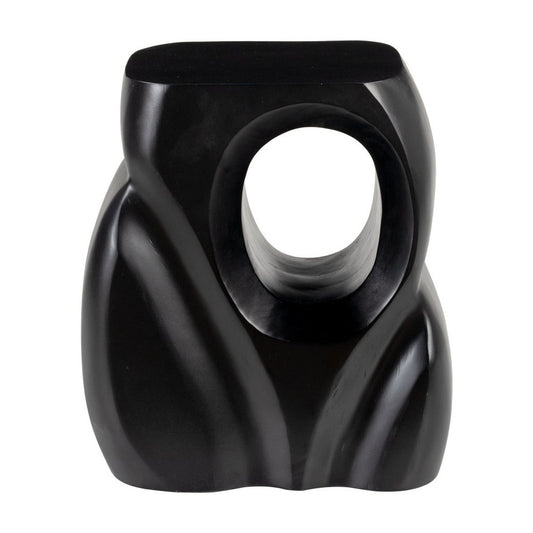 16" Black Solid Wood Figurine End Table