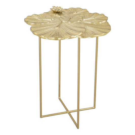 21" Gold Aluminum And Iron Cross Legs End Table
