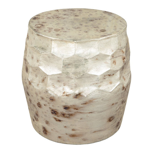 22" Beige Iron Round Block End Table