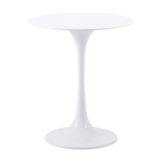 23" White Steel Round Pedestal End Table