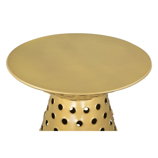 20" Gold Iron Round Pedestal End Table