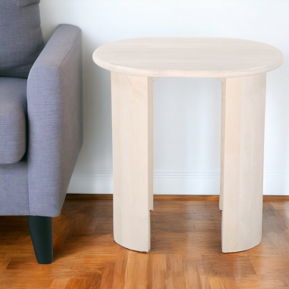 24" Natural Solid Wood Oval End Table