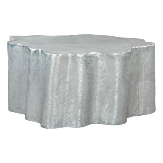 37" Silver Aluminum Free Form Solid Coffee Table
