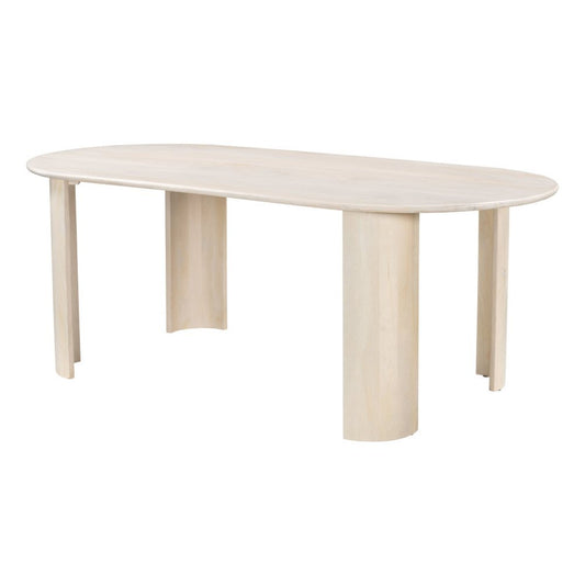 82" Natural Wood Oval Dining Table
