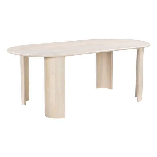 82" Natural Wood Oval Dining Table