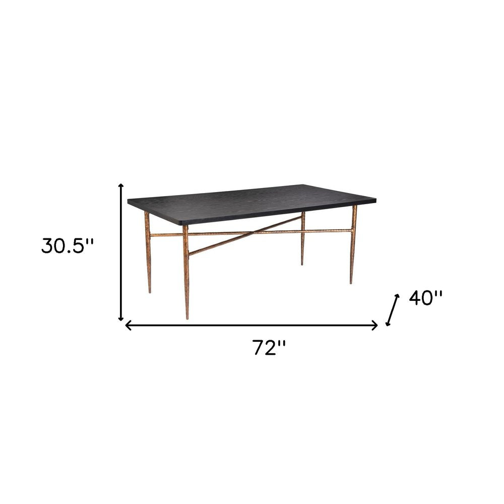 72" Black and Bronze Wood and Steel Dining Table