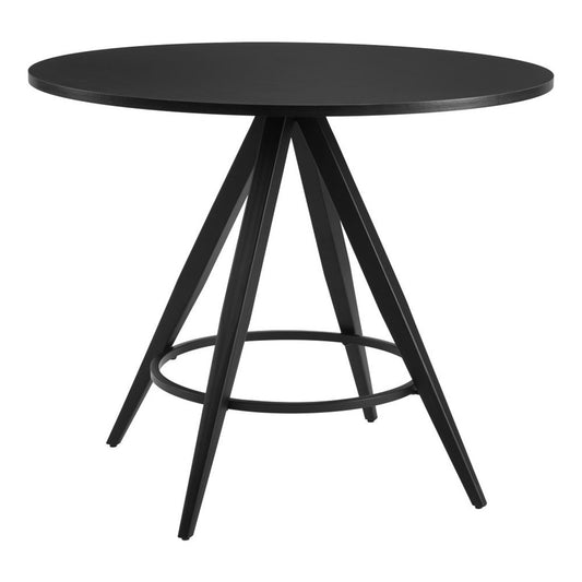 37" Black Wood and Steel Round Top Dining Table