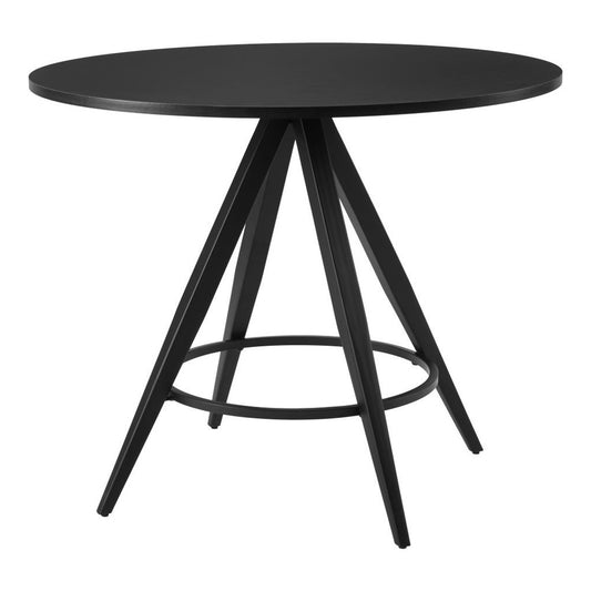 37" Black Wood and Steel Round Top Dining Table