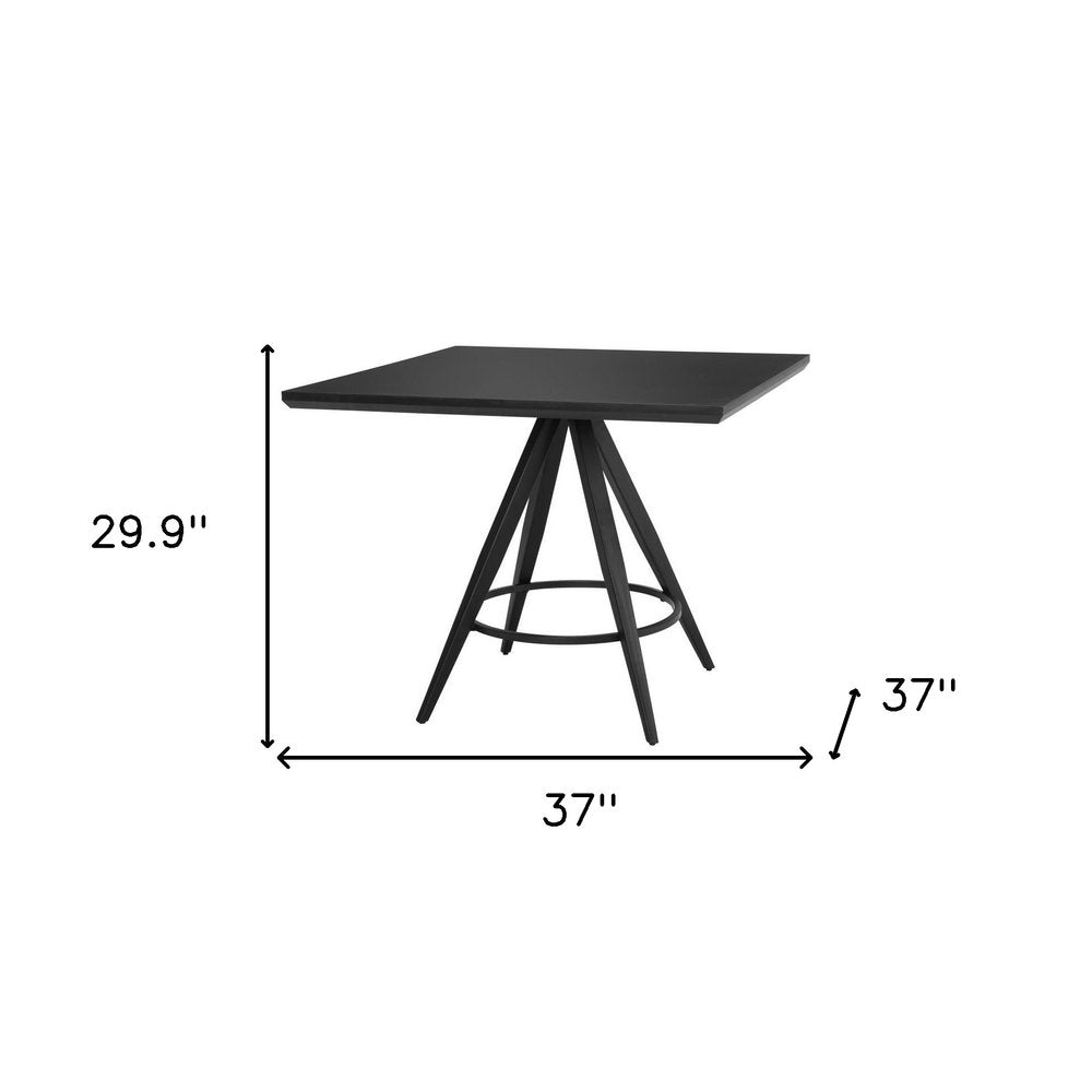 37" Black Wood and Steel Square Dining Table