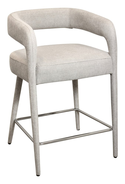 25" Ivory Fabric And Metal Low Back Counter Height Bar Chair