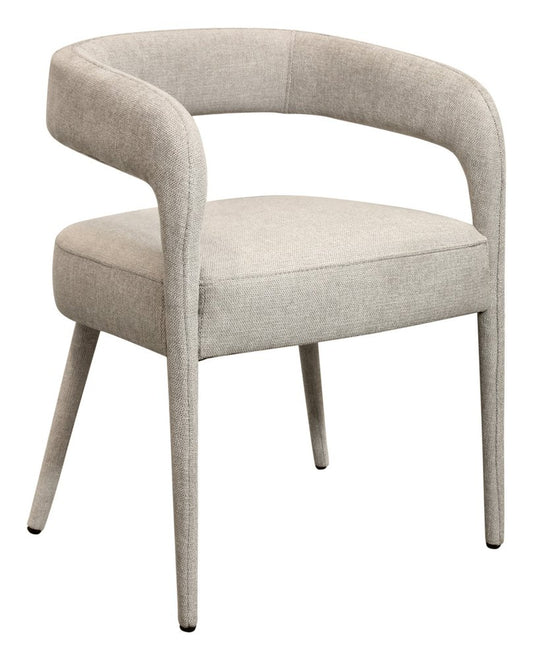Set of Two Ivory Upholstered Linen Open Back Dining Side Chairs
