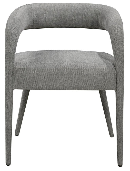 Set of Two Dark Gray Upholstered Linen Open Back Dining Side Chairs