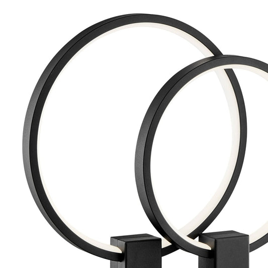 15" Black Metal Two Light Mod Round Circle LED Table Lamp