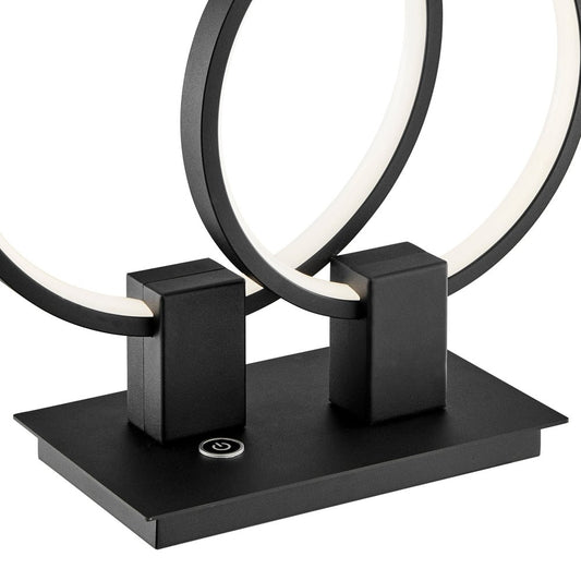 15" Black Metal Two Light Mod Round Circle LED Table Lamp