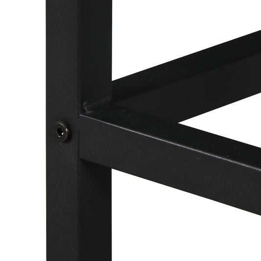 Set of Two 26" Brown and Black Steel and Wood Backless Counter Height Bar Chairs