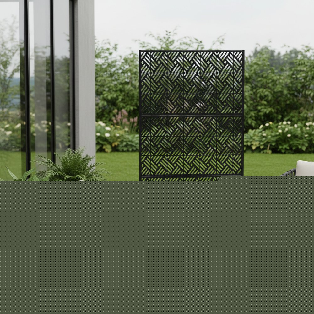 72" Black Steel Three Panel Screen Room Divider