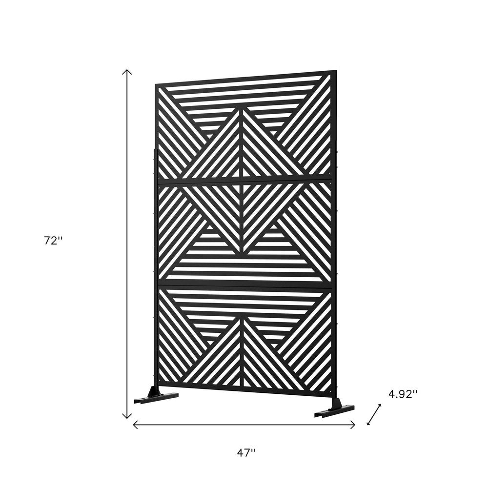 72" Black Steel Three Panel Screen Room Divider