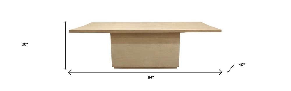 84" Natural Solid Wood Pedestal Base Dining Table