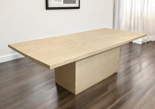 96" Natural and Brown Solid Wood Pedestal Base Dining Table