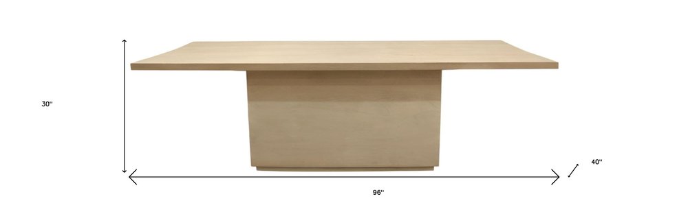 96" Natural and Brown Solid Wood Pedestal Base Dining Table