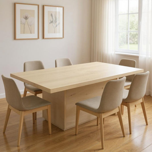 108" Natural Solid Wood Pedestal Base Dining Table