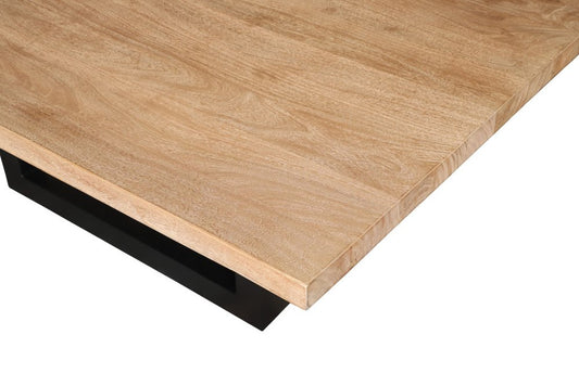 60" Natural and Black Solid Wood And Iron Frame Base Square Dining Table