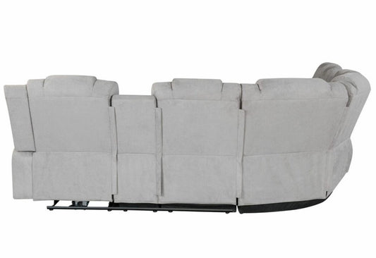 Light Gray Fabric Power Reclining Curved Corner Sectional With Console