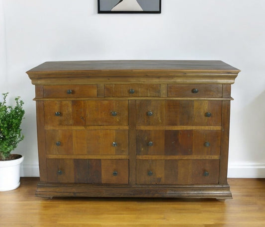 60" Brown Reclaimed Wood Nine Drawer Double Dresser