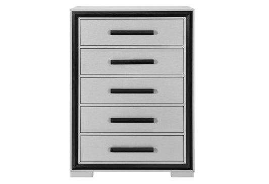48" Gray And Black Wood Five Drawer Dresser
