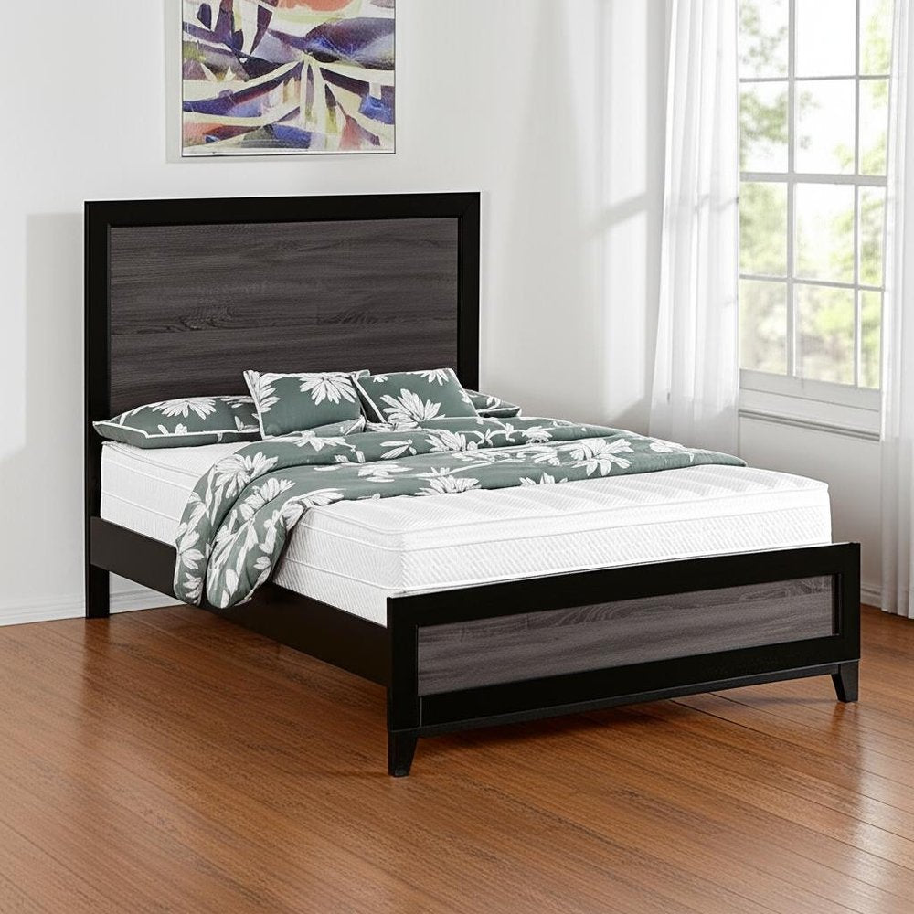 Gray and Black Wood King Bed Frame