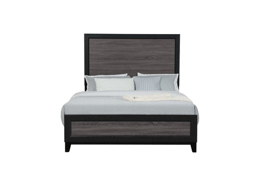 Gray and Black Wood King Bed Frame