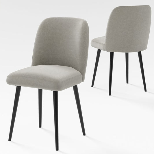Set of Two Gray And Black Upholstered Fabric Dining Side Chairs