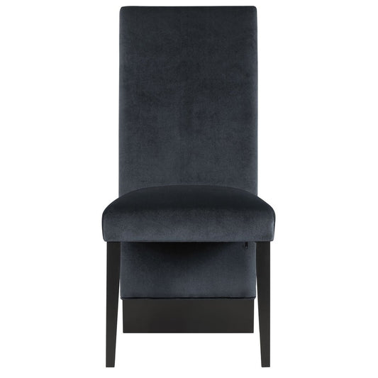 Set of Two Black Upholstered Velvet Dining Side Chairs