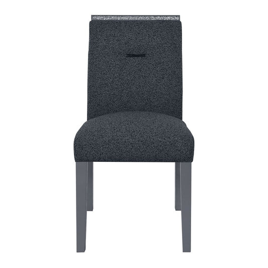 Dark Gray Upholstered Fabric With Faux Crystal Bling Dining Side Chair