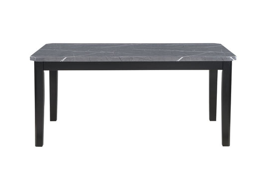 66" Dark Gray Faux Marble and Wood Dining Table